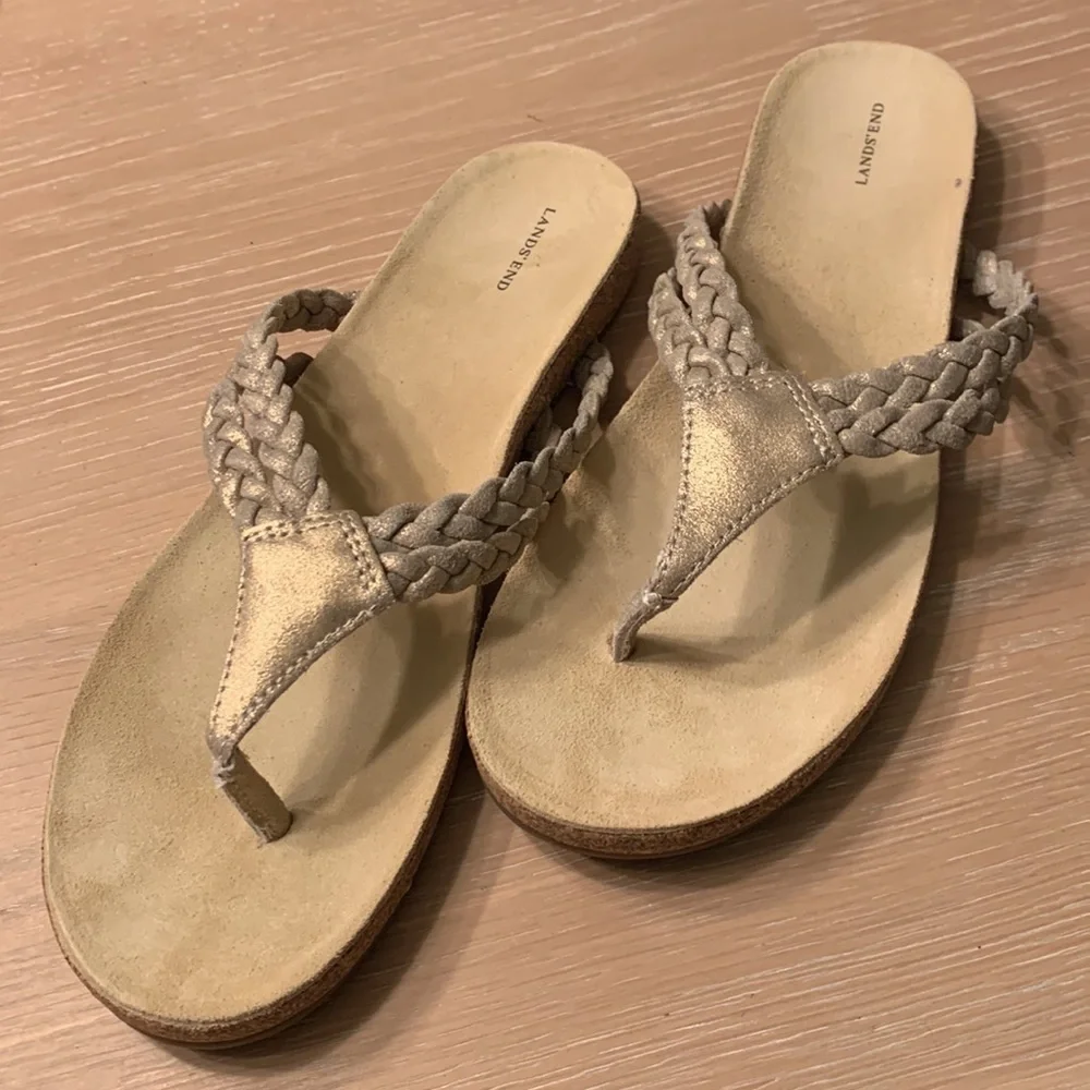 Lands End Navy or Abra sandals Sz 9 NWOB soft suede